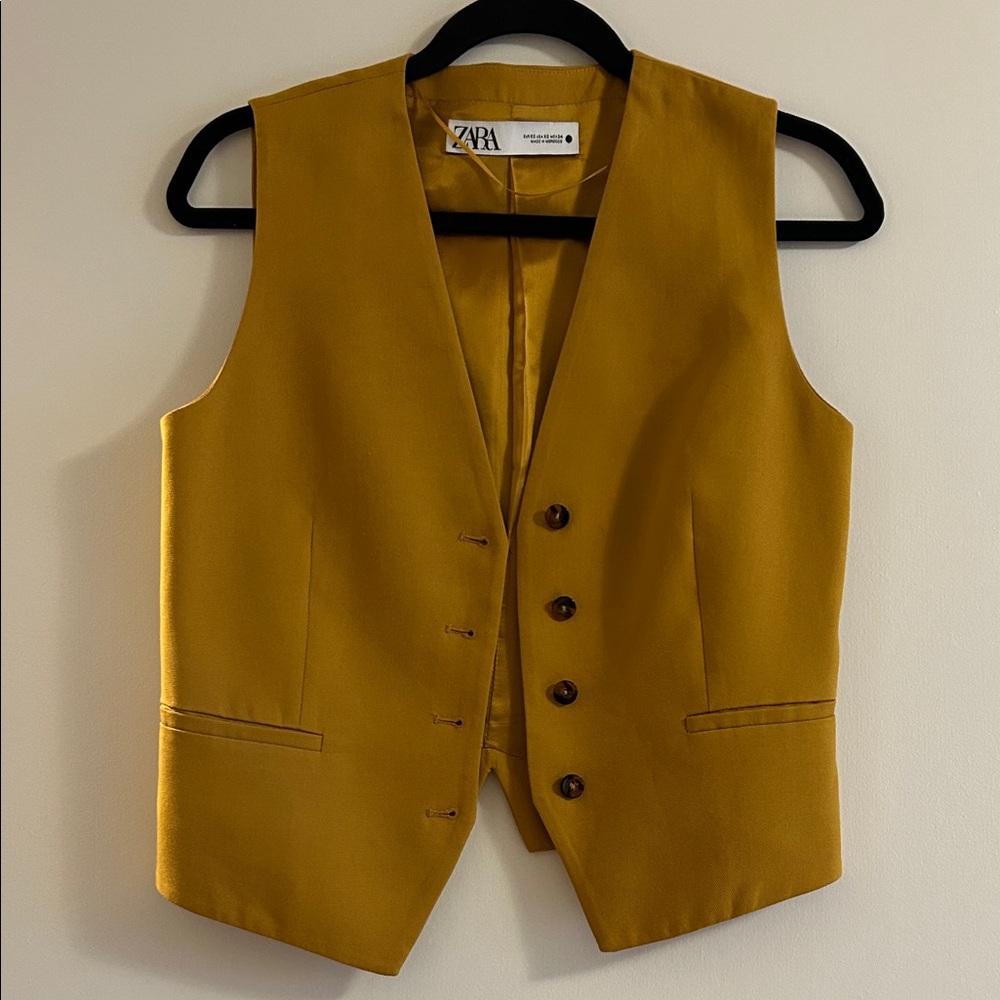 Zara Golden Yellow Buttoned Vest